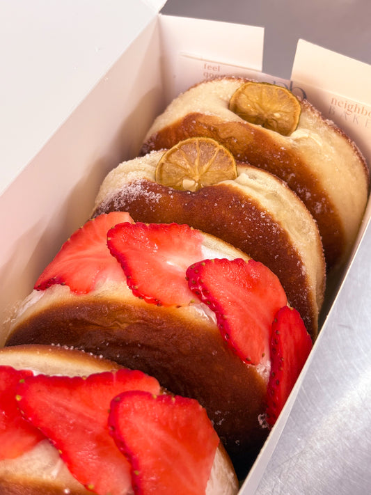 Korean Strawberry & Cream Bomboloni Bun